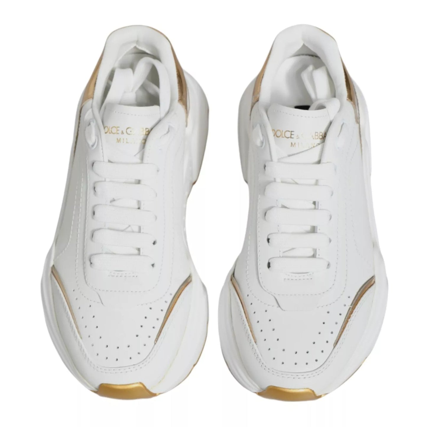 Dolce & Gabbana Weiß Gold Daymaster Low Top Turnschuhe Schuhe