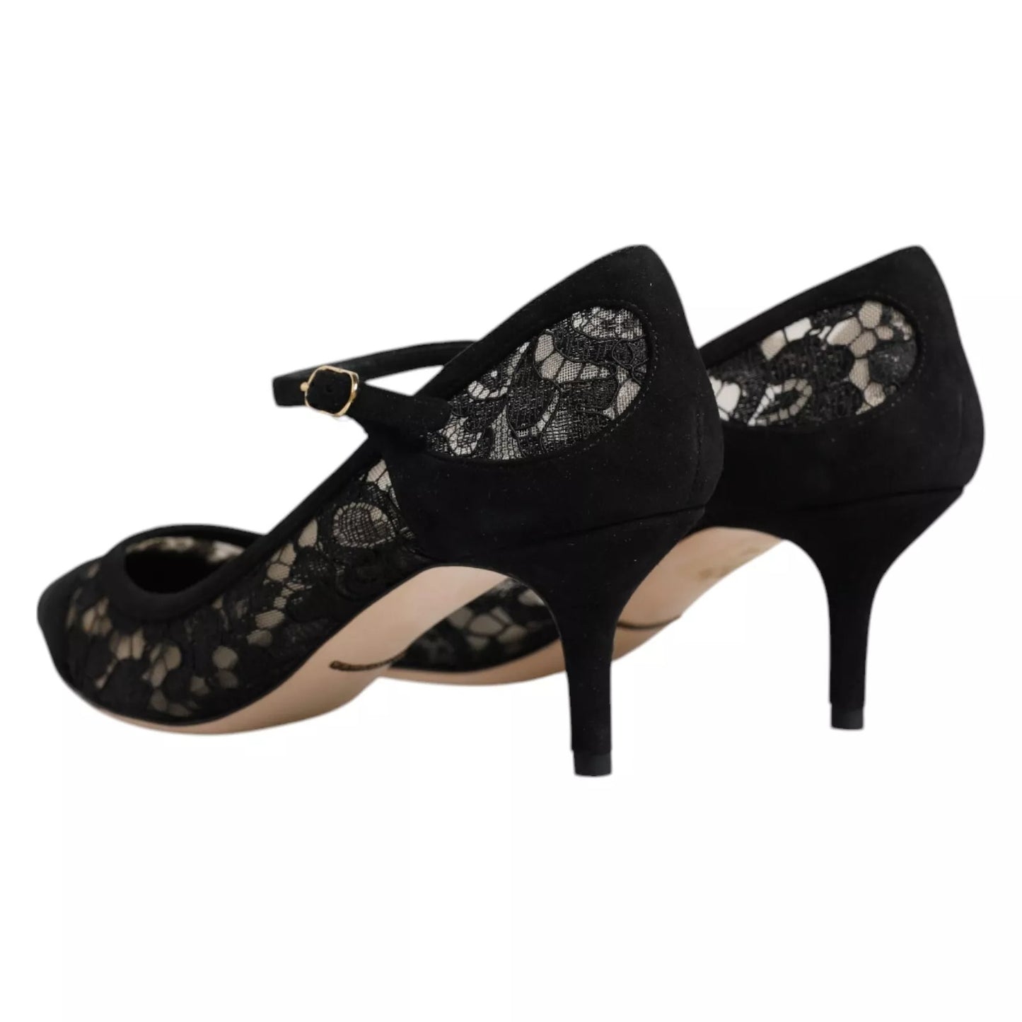 Dolce & Gabbana Schwarz Mary Jane Taormina Spitze Pumps Schuhe
