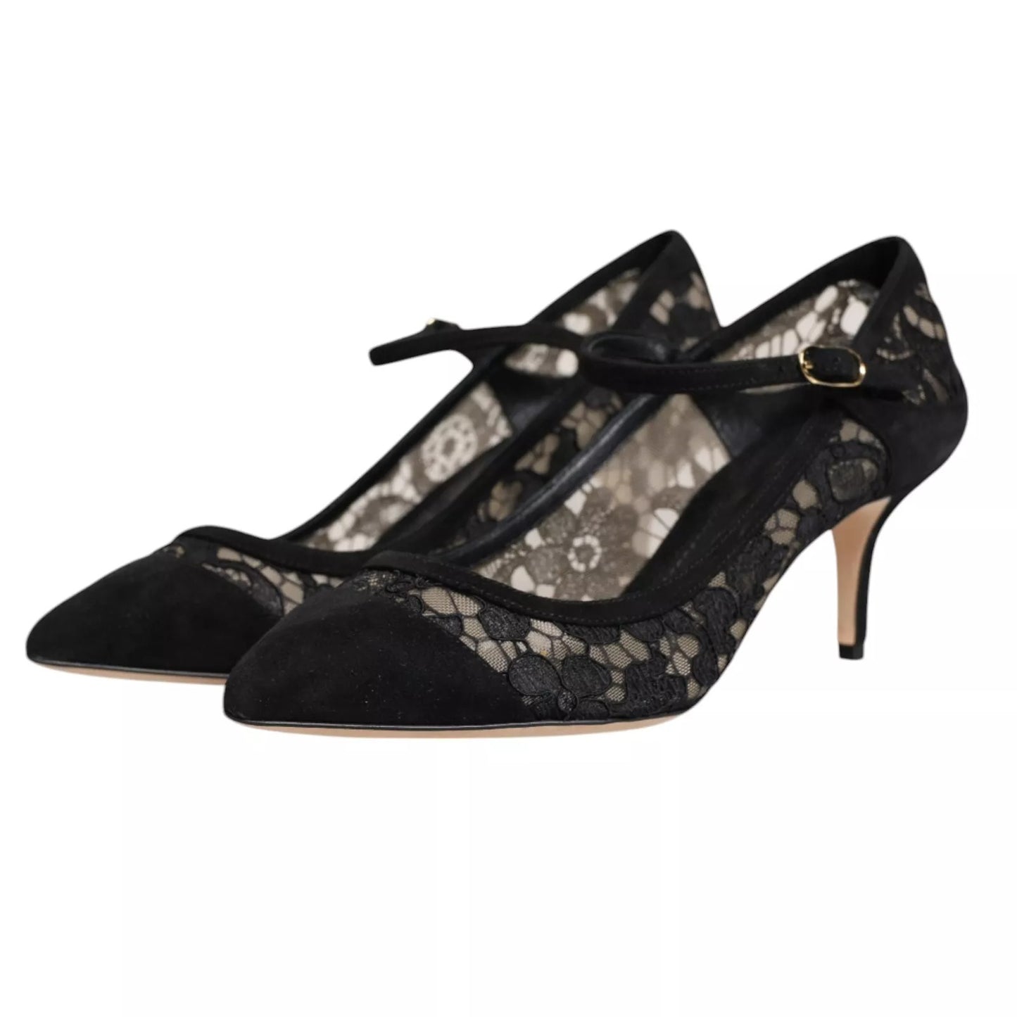 Dolce & Gabbana Schwarz Mary Jane Taormina Spitze Pumps Schuhe