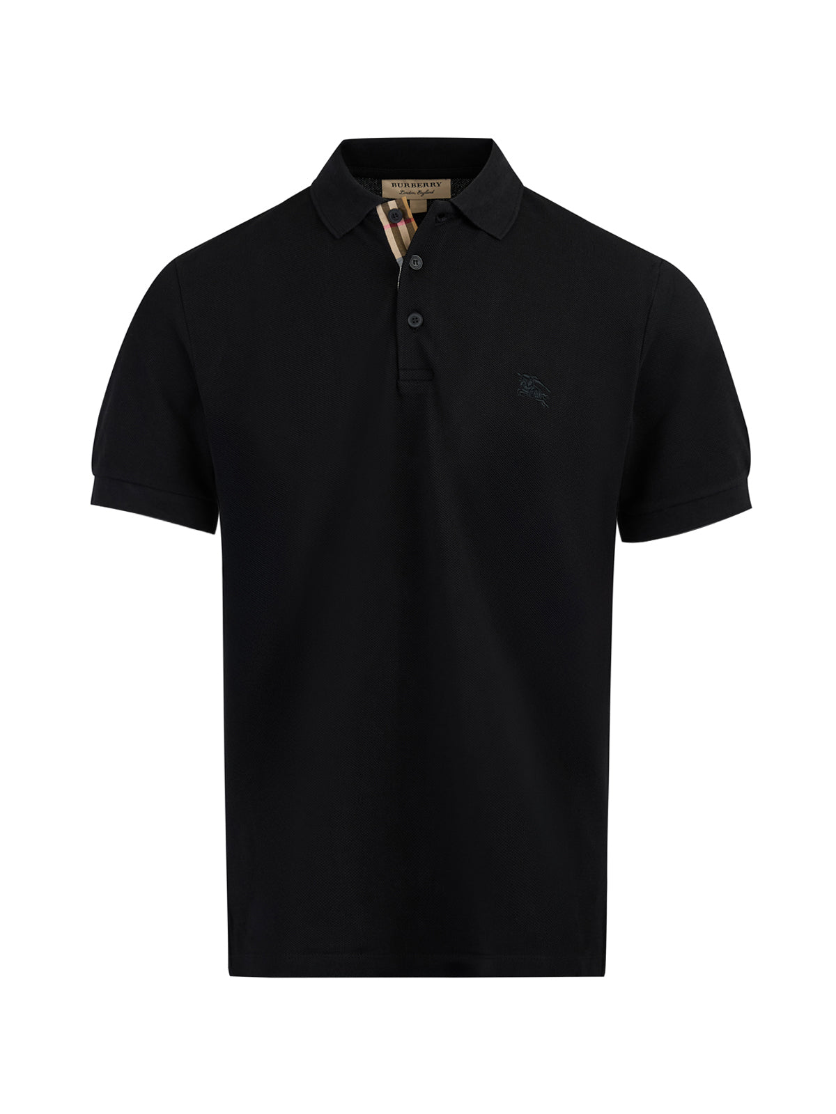 Burberry Schwarzes Polohemd mit Kragen aus Baumwolle