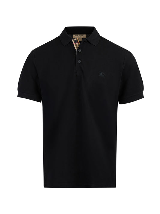 Burberry Schwarzes Polohemd mit Kragen aus Baumwolle
