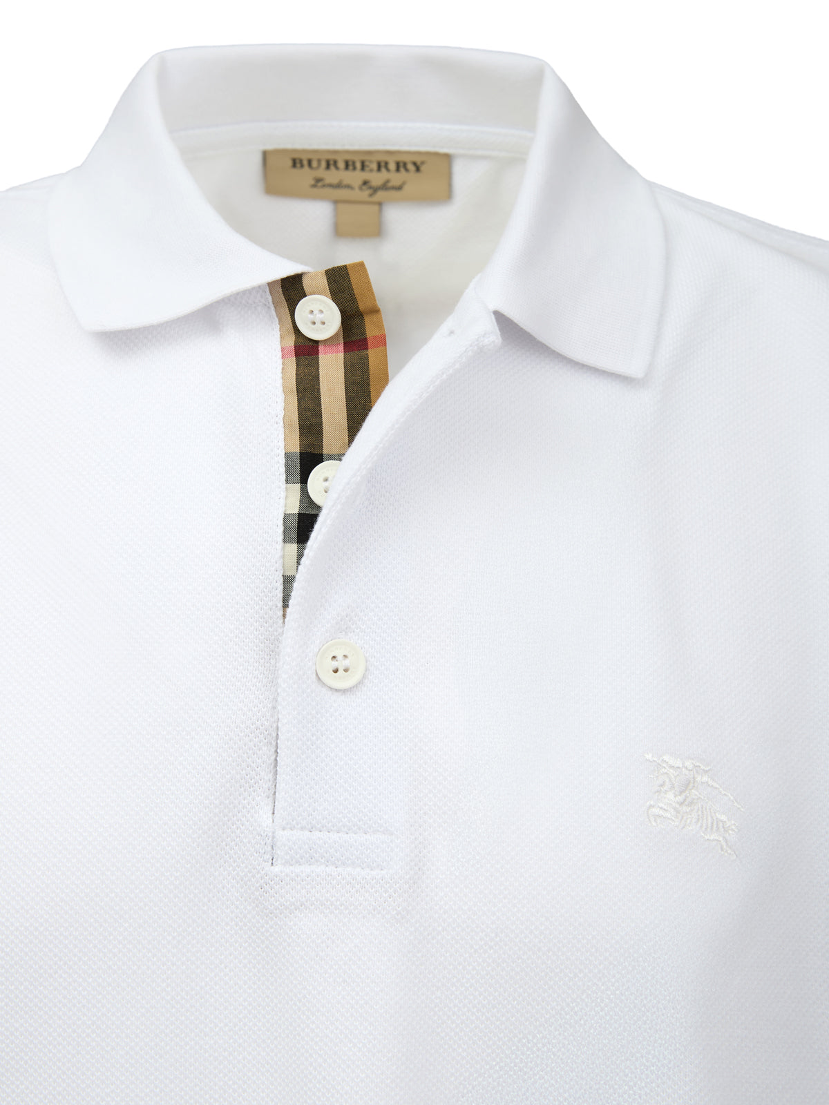 Burberry Weißes Polohemd mit Kragen aus Baumwolle