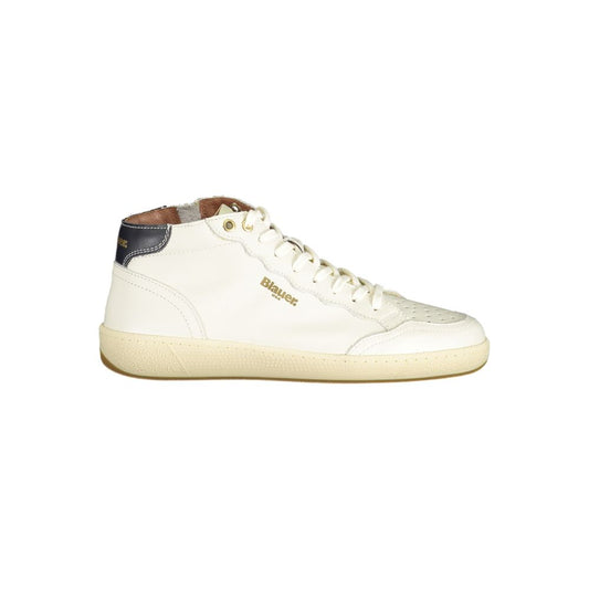 Blauer Weißes Leder Herren Sneaker