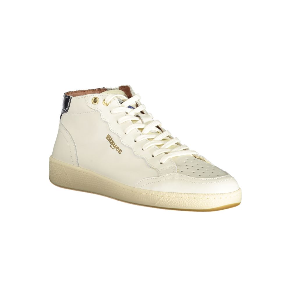 Blauer Weißes Leder Herren Sneaker