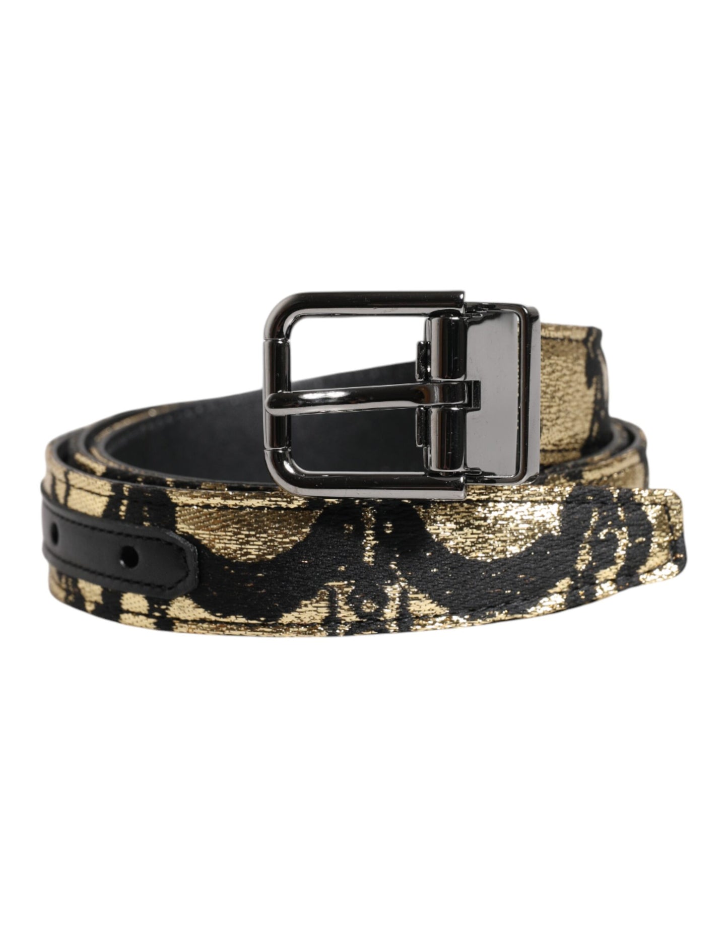 Dolce & Gabbana Multicolor Jacquard Leder Metallschnalle Gürtel
