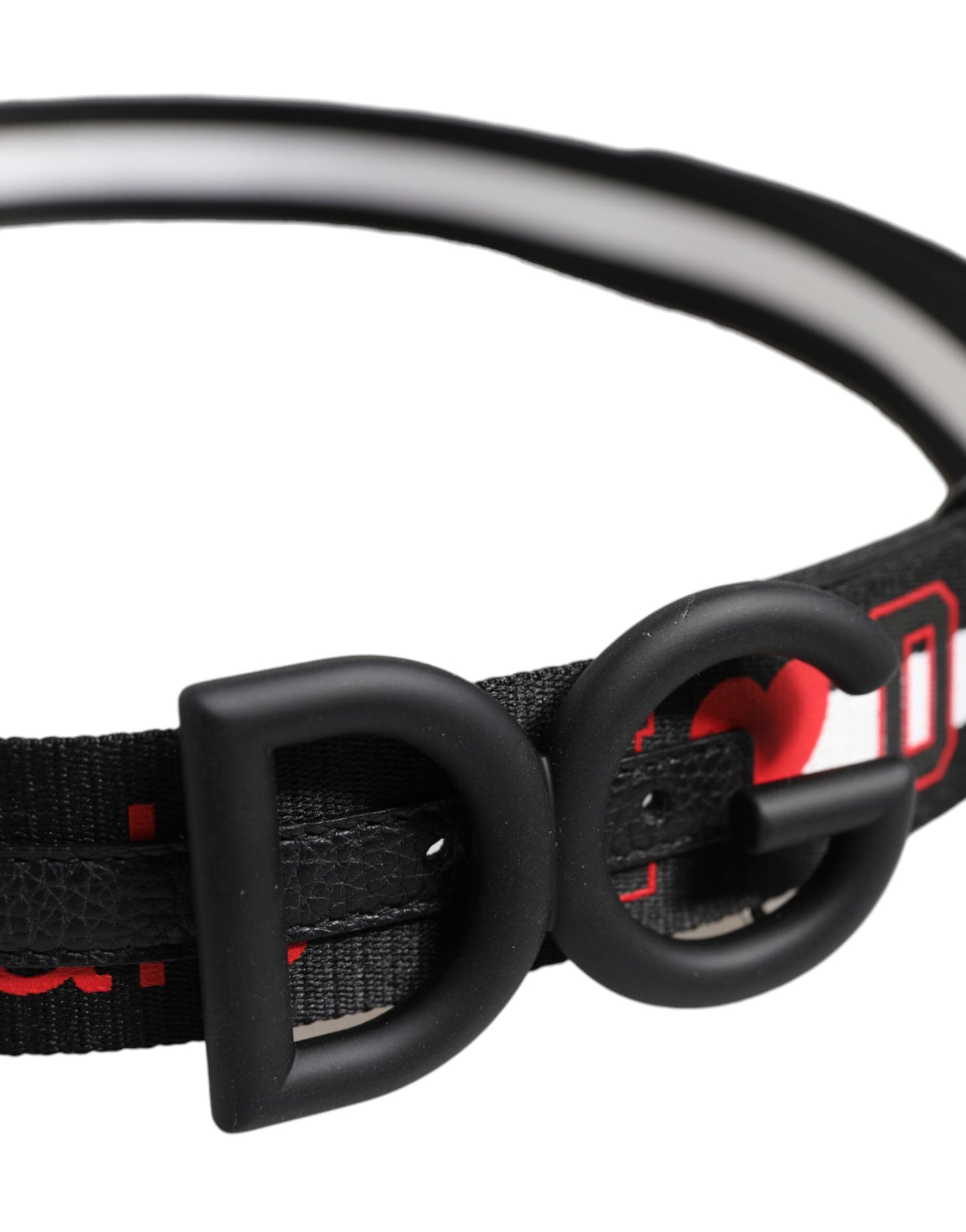 Dolce & Gabbana Schwarzer Polyester Logo-Druck DG Schnalle Gürtel