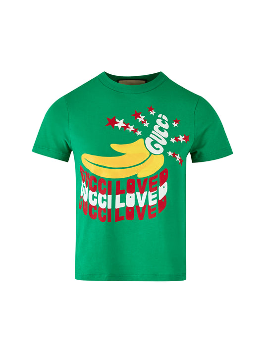 Gucci Grünes T-Shirt mit Logo aus Baumwolle