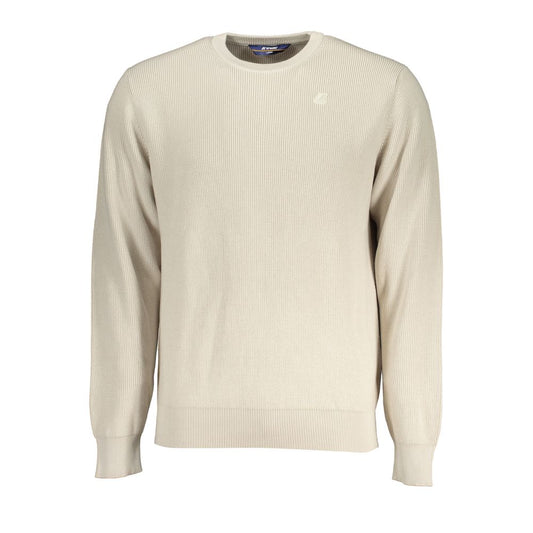 K-WAY Beigefarbener Baumwollpullover mit Rundhalsausschnitt und Logo-Detail