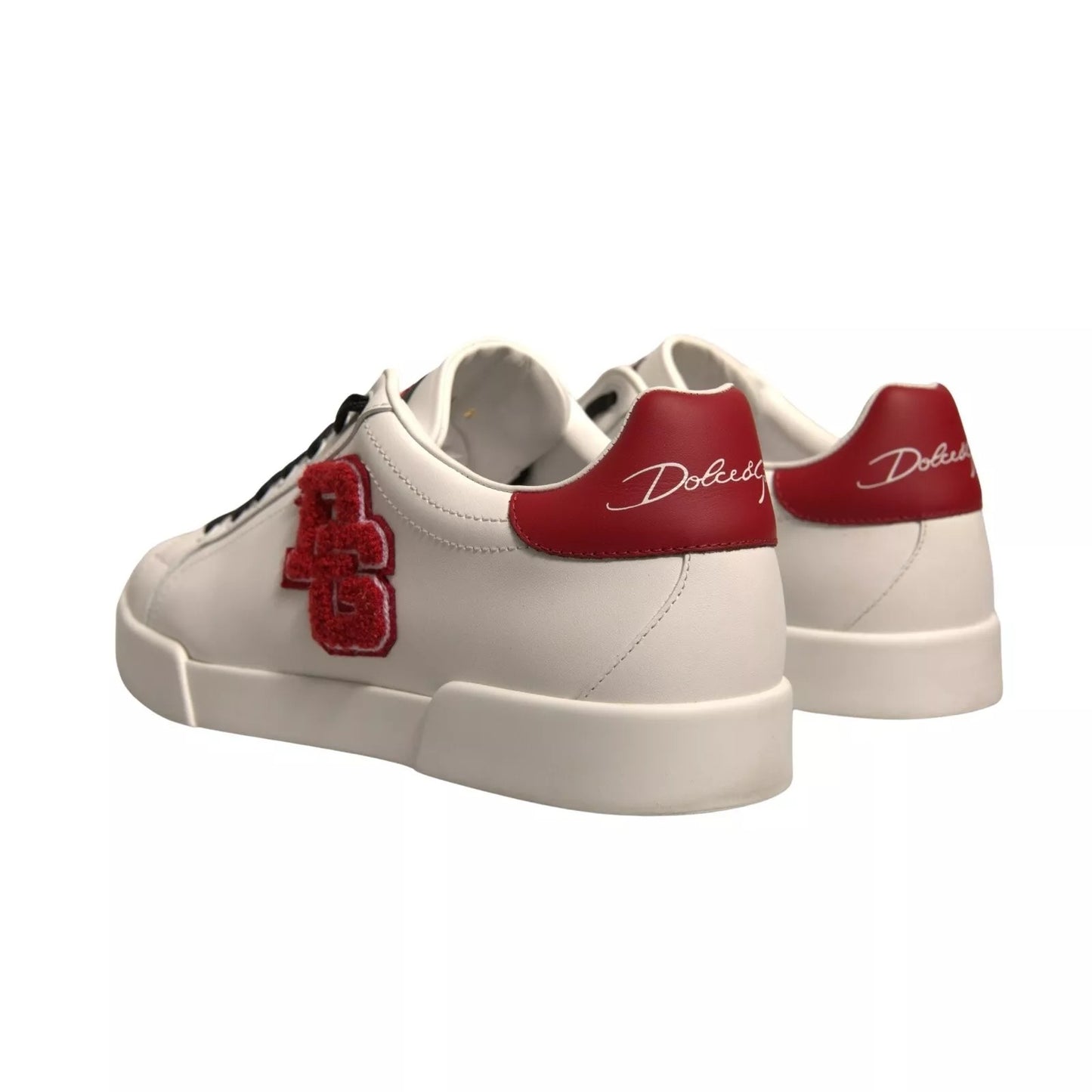 Dolce & Gabbana Weißes Leder DG Logo Low Top Sneaker Schuhe