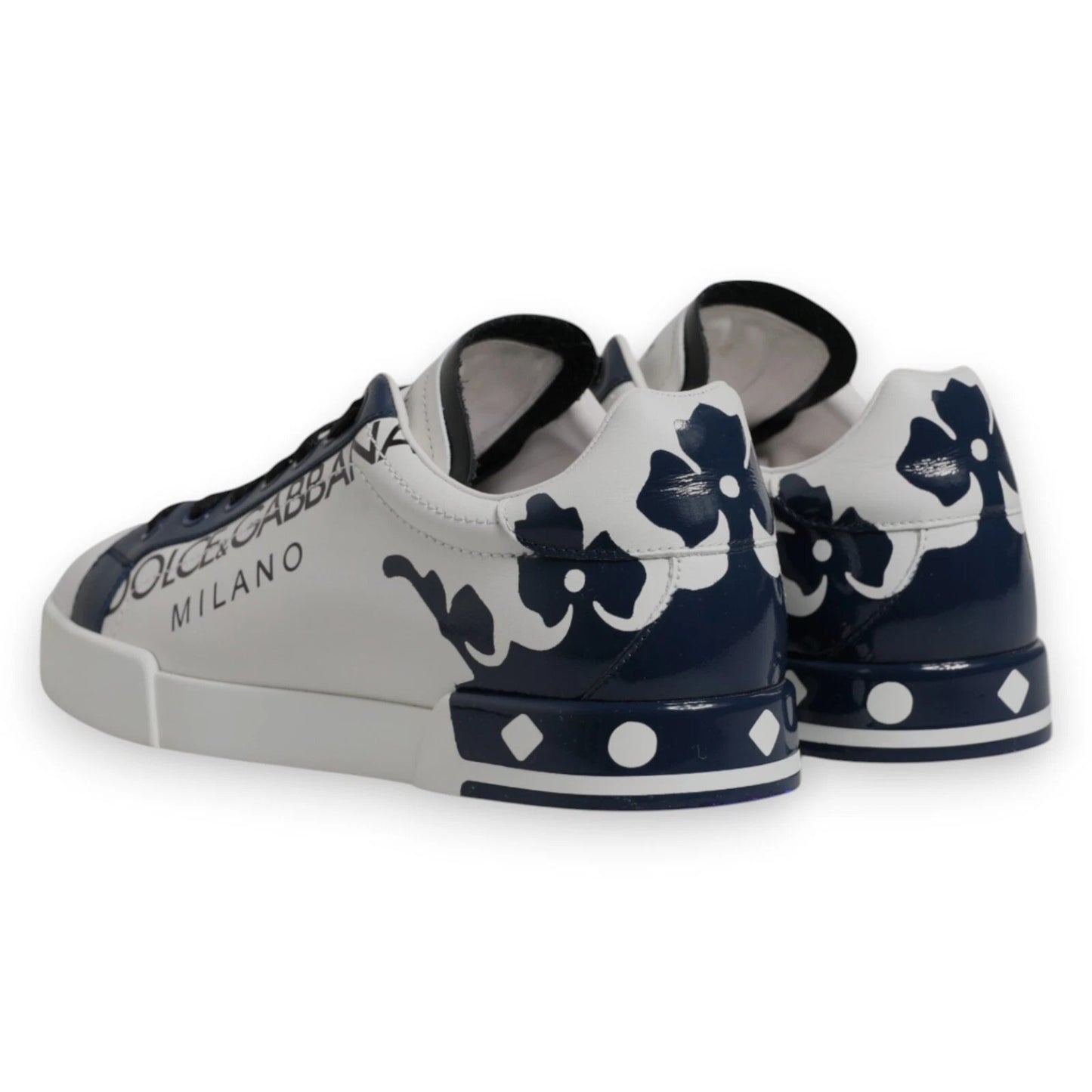 Dolce & Gabbana Weiß Blau Crown Low Top Männer Turnschuhe Schuhe