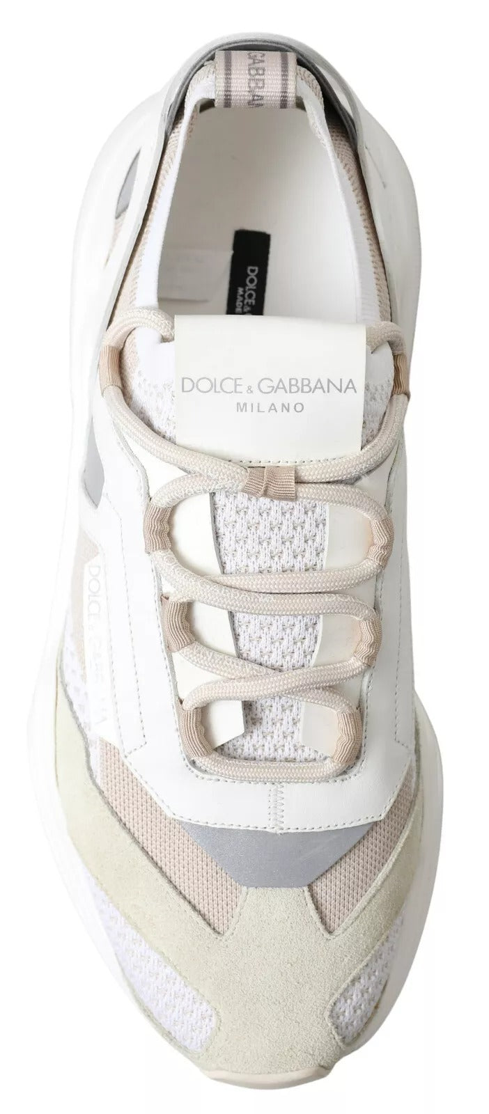 Dolce & Gabbana Turnschuhe Weiß Beige Leder Sport DAYMASTER Schuhe