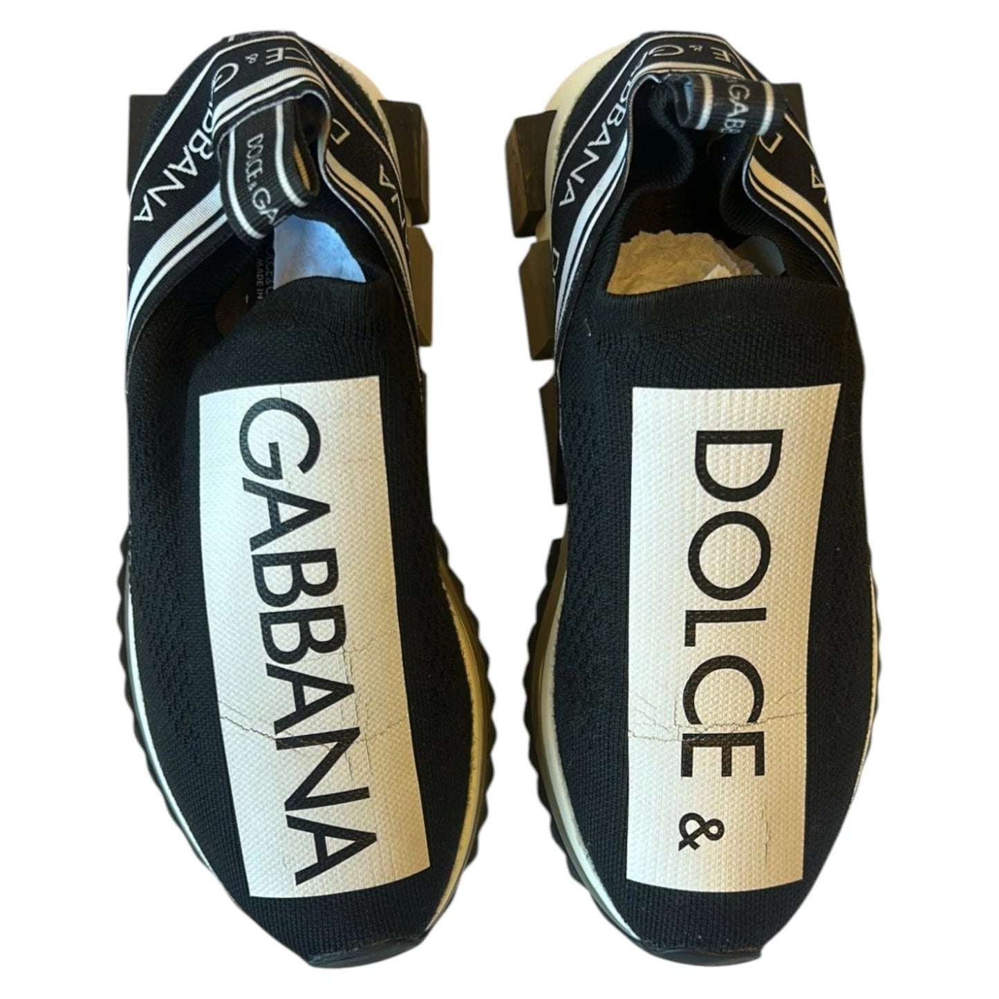 Dolce & Gabbana Schwarz Weiß Slip On Sorrento Sneakers Schuhe