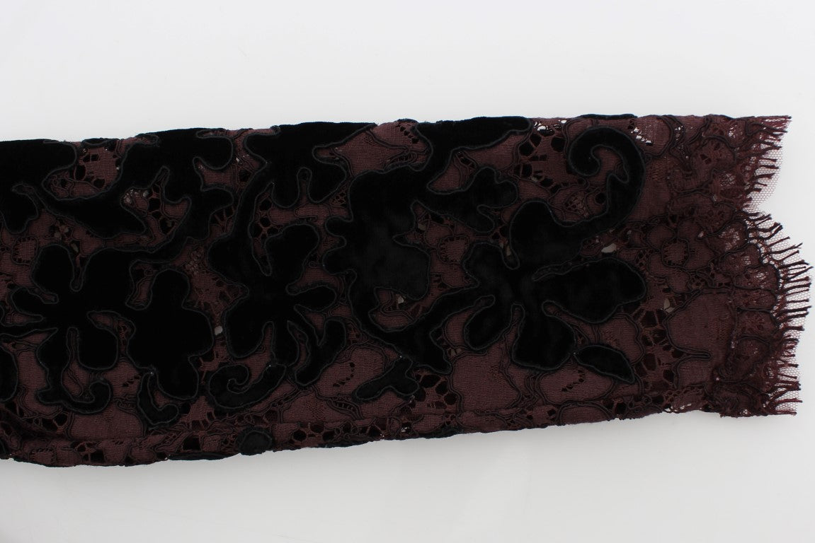 Dolce & Gabbana Lila Florales Ricamo Maxikleid aus Spitze