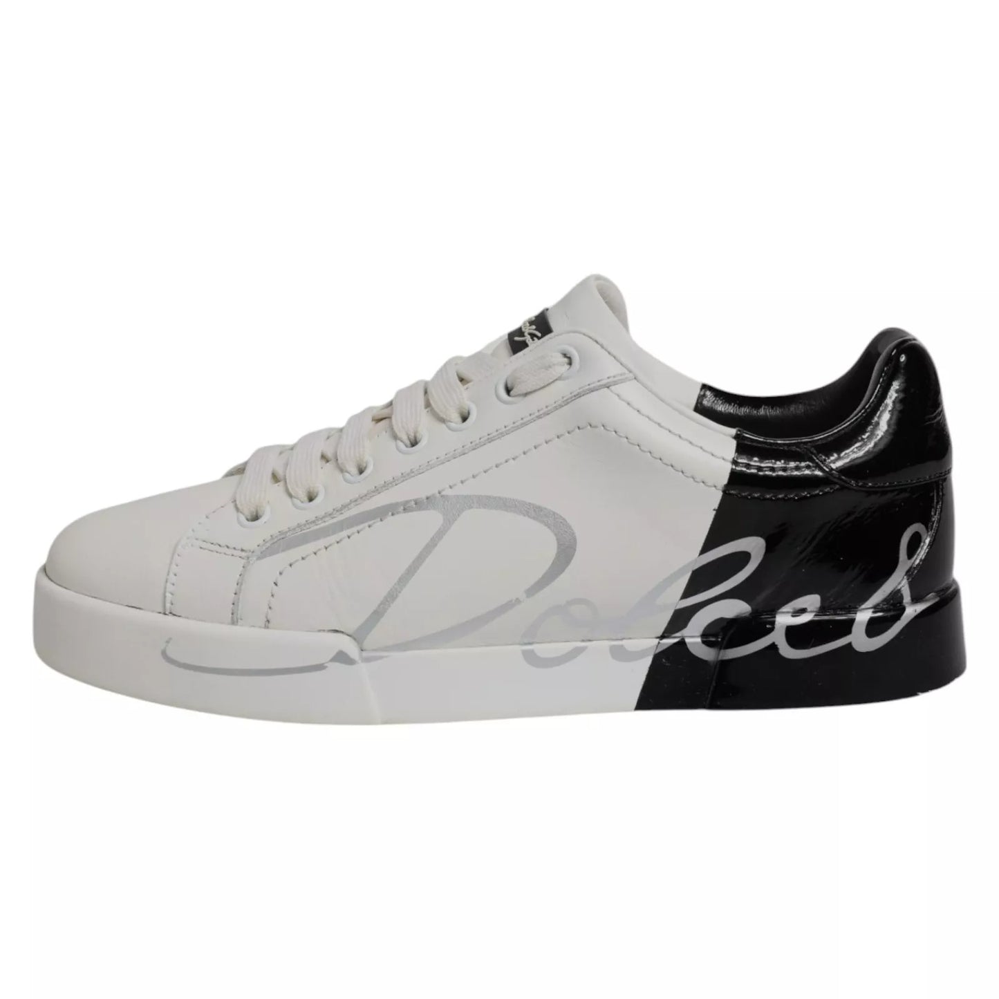Dolce & Gabbana Weiß Schwarz Logo Portofino Herren Sneaker Schuh