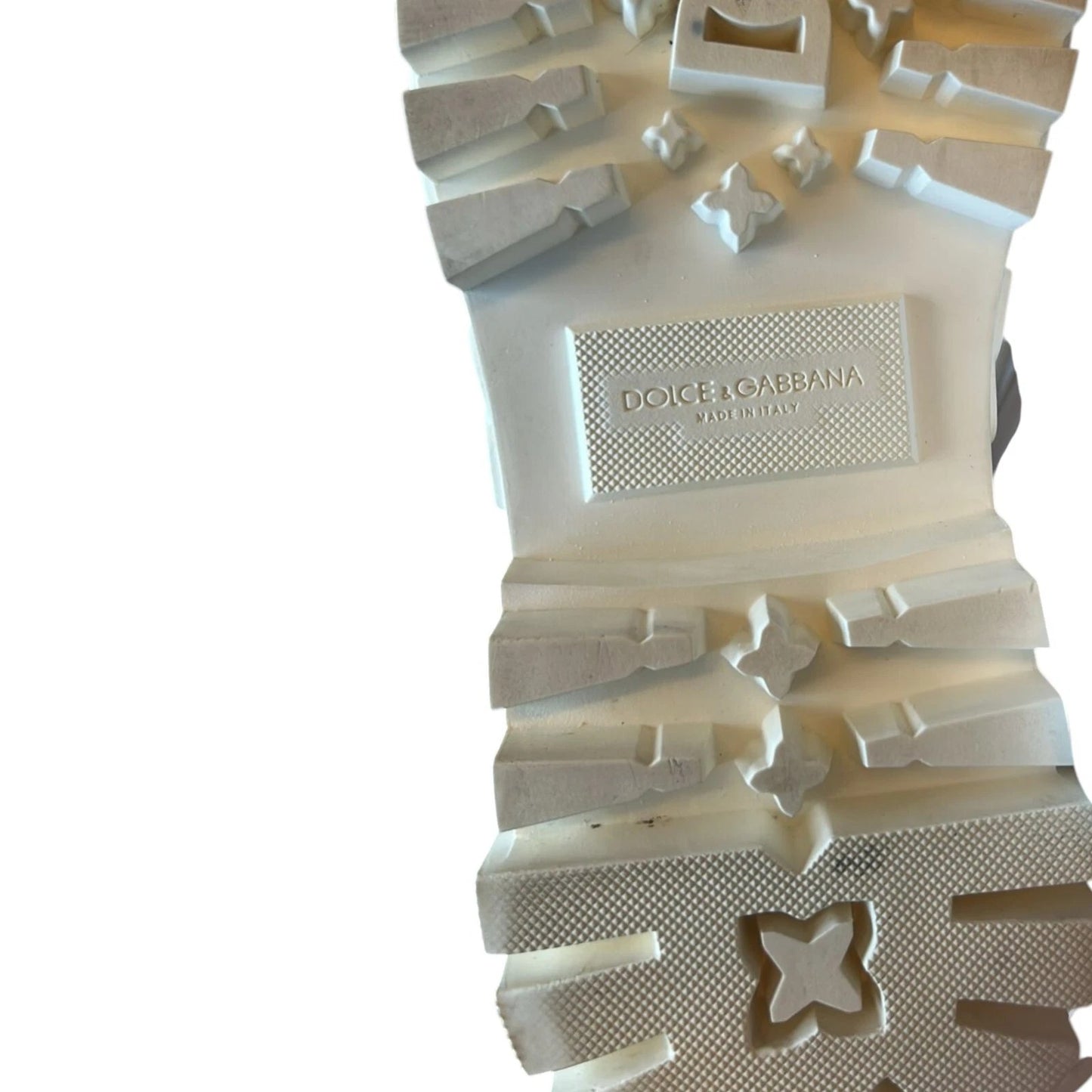 Dolce & Gabbana Weiße Leder Gummistiefel Logo Schuhe