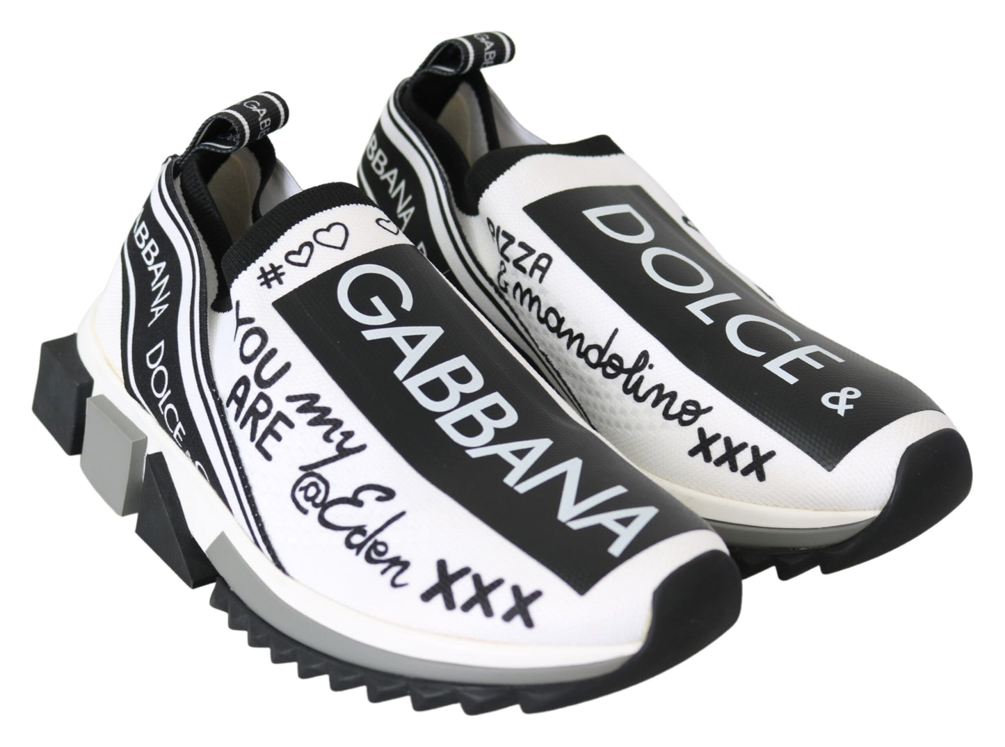 Dolce & Gabbana Weiß Schwarz Slip On Sorrento Sneakers