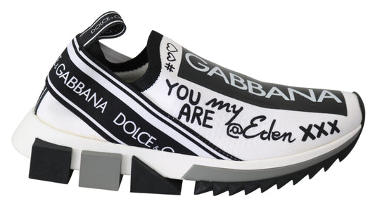 Dolce & Gabbana Weiß Schwarz Slip On Sorrento Sneakers