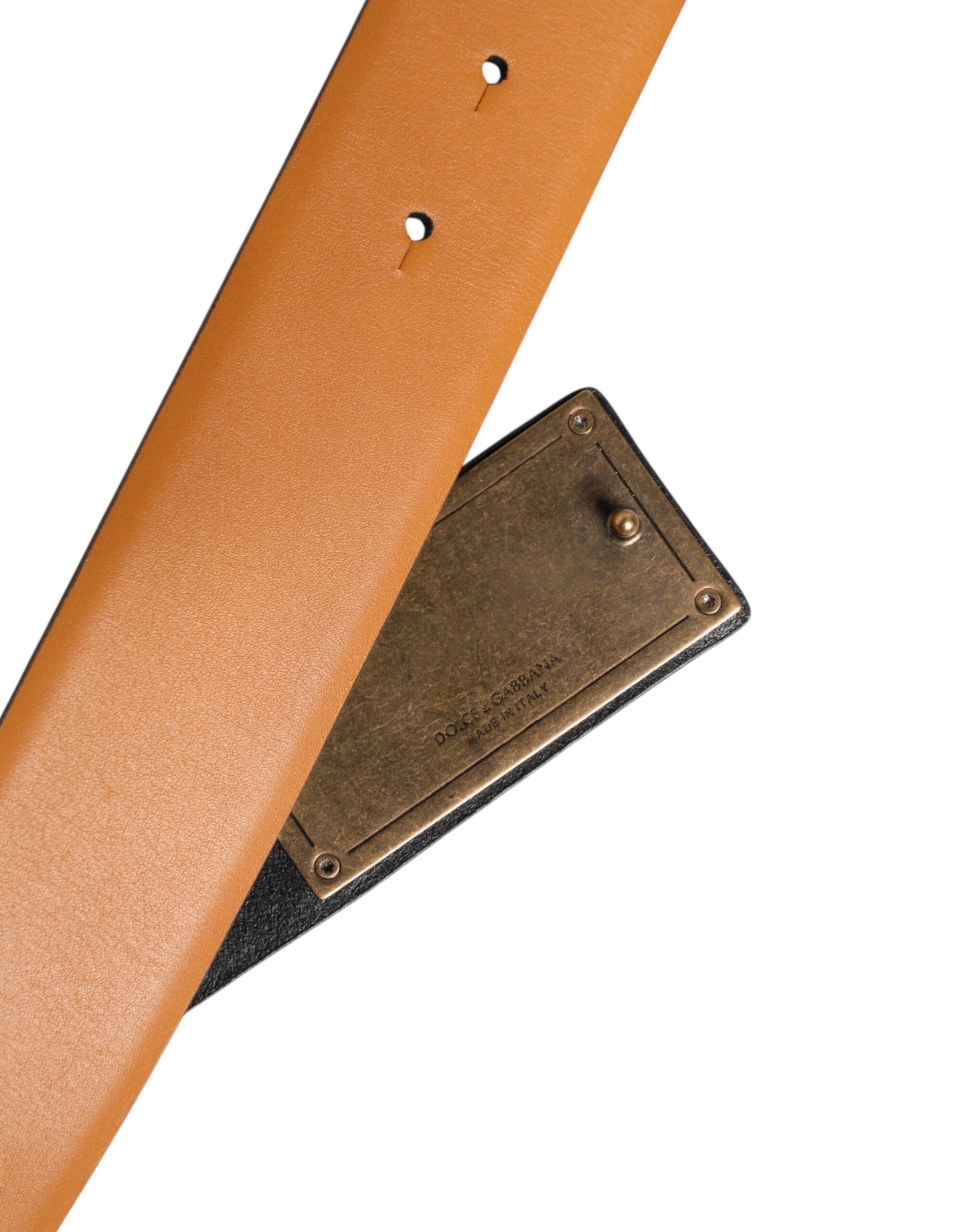 Dolce & Gabbana Brauner Lederschnallengürtel mit DG-Logo-Prägung