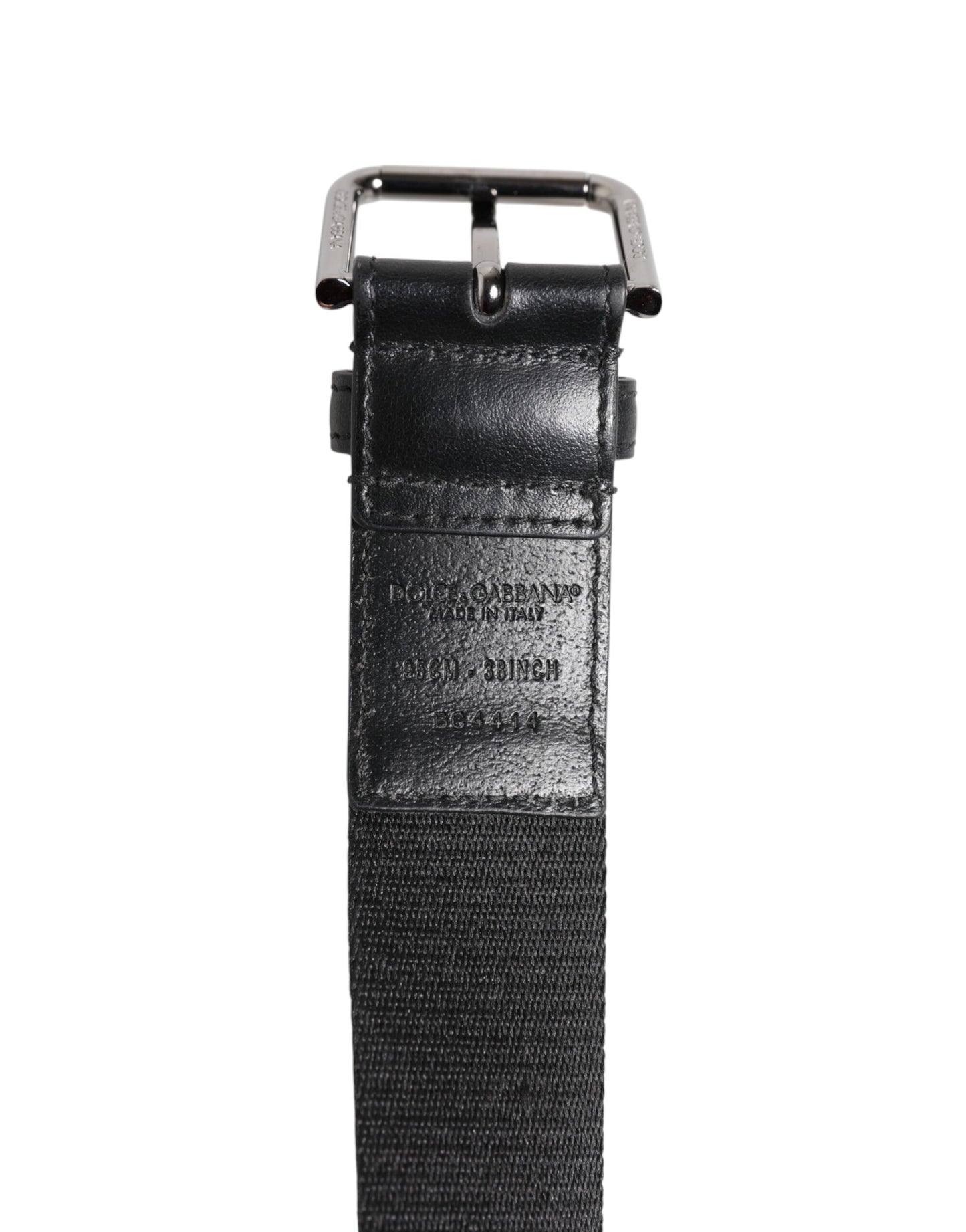 Dolce & Gabbana Schwarz Blau DG Logo Silber Metallschnalle Gürtel