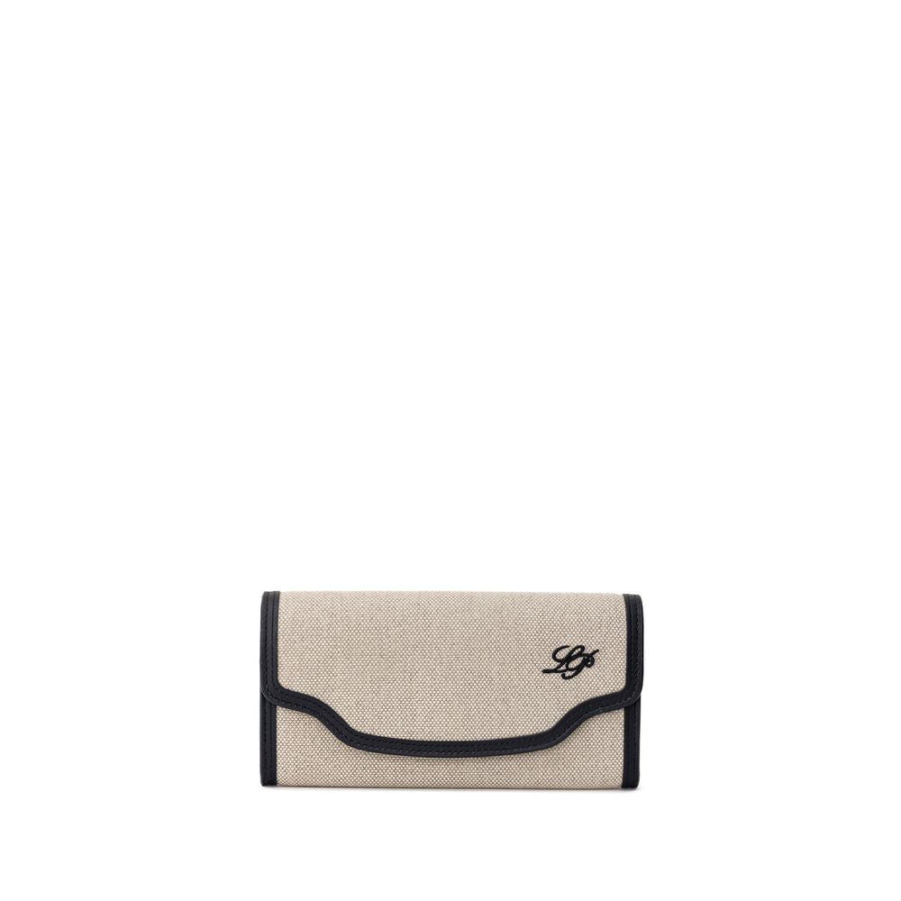 Loro Piana Beige Stoff und Leder Brieftasche