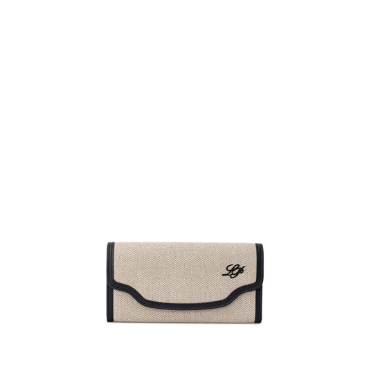 Loro Piana Beige Stoff und Leder Brieftasche