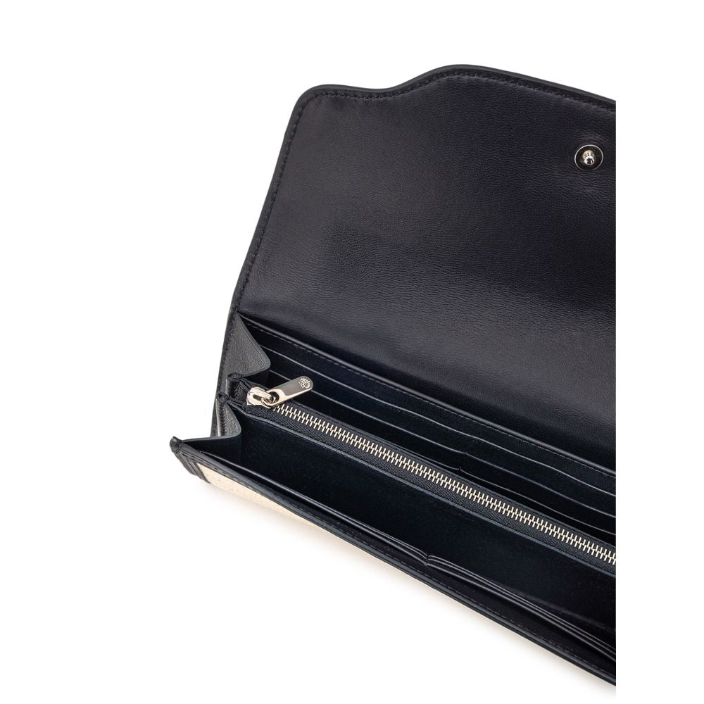 Loro Piana Beige Stoff und Leder Brieftasche