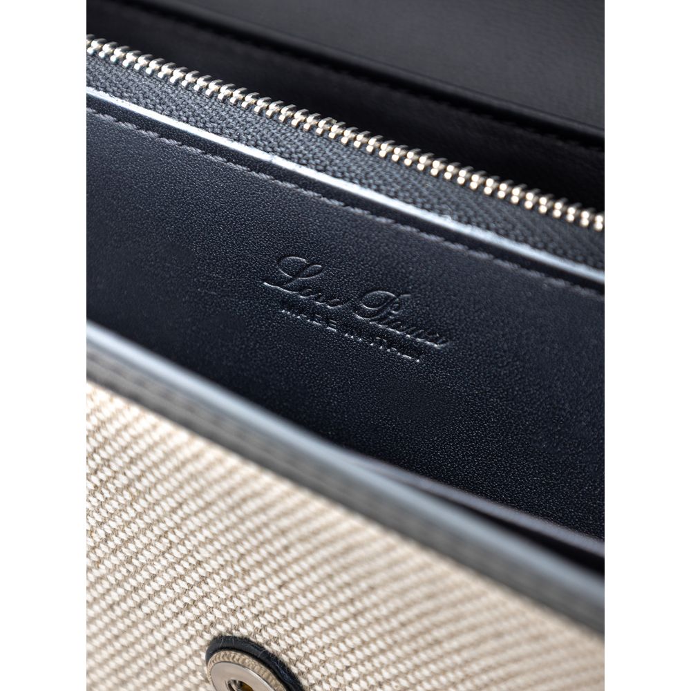 Loro Piana Beige Stoff und Leder Brieftasche