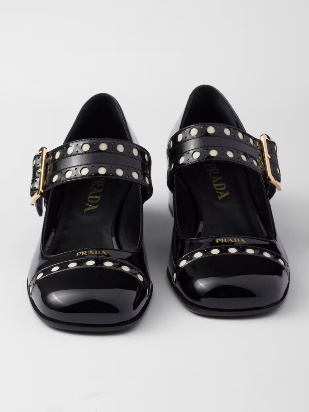 Prada Mary Jane Pumps aus schwarzem Lackleder