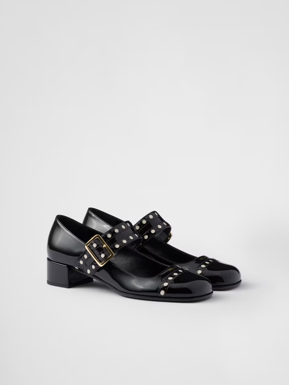 Prada Mary Jane Pumps aus schwarzem Lackleder