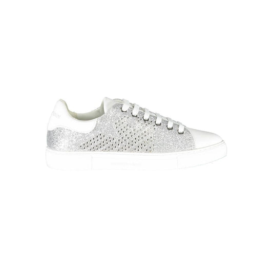 Emporio Armani Silberne Leder Damen Sneaker