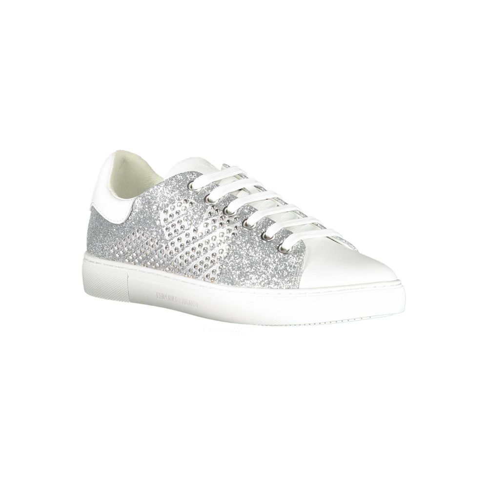 Emporio Armani Silberne Leder Damen Sneaker