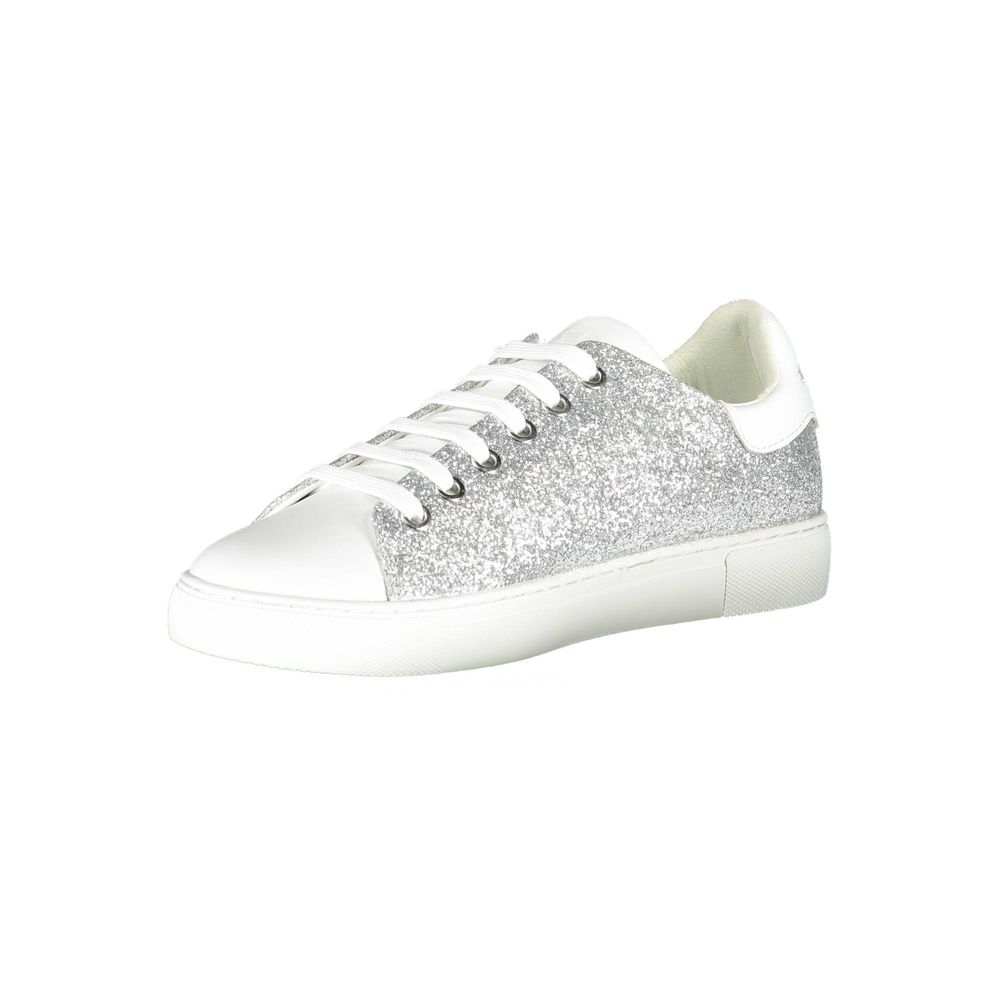 Emporio Armani Silberne Leder Damen Sneaker
