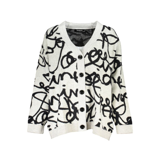 Desigual Schicke kontrastierende Strickjacke mit V-Ausschnitt