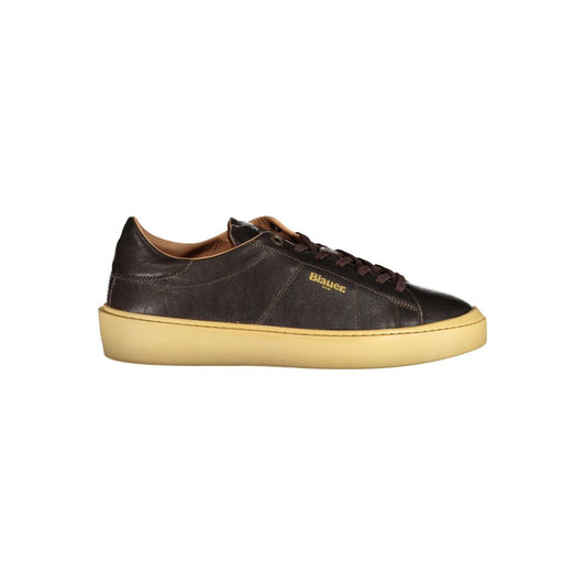 Blauer Braunes Leder Herren Sneaker