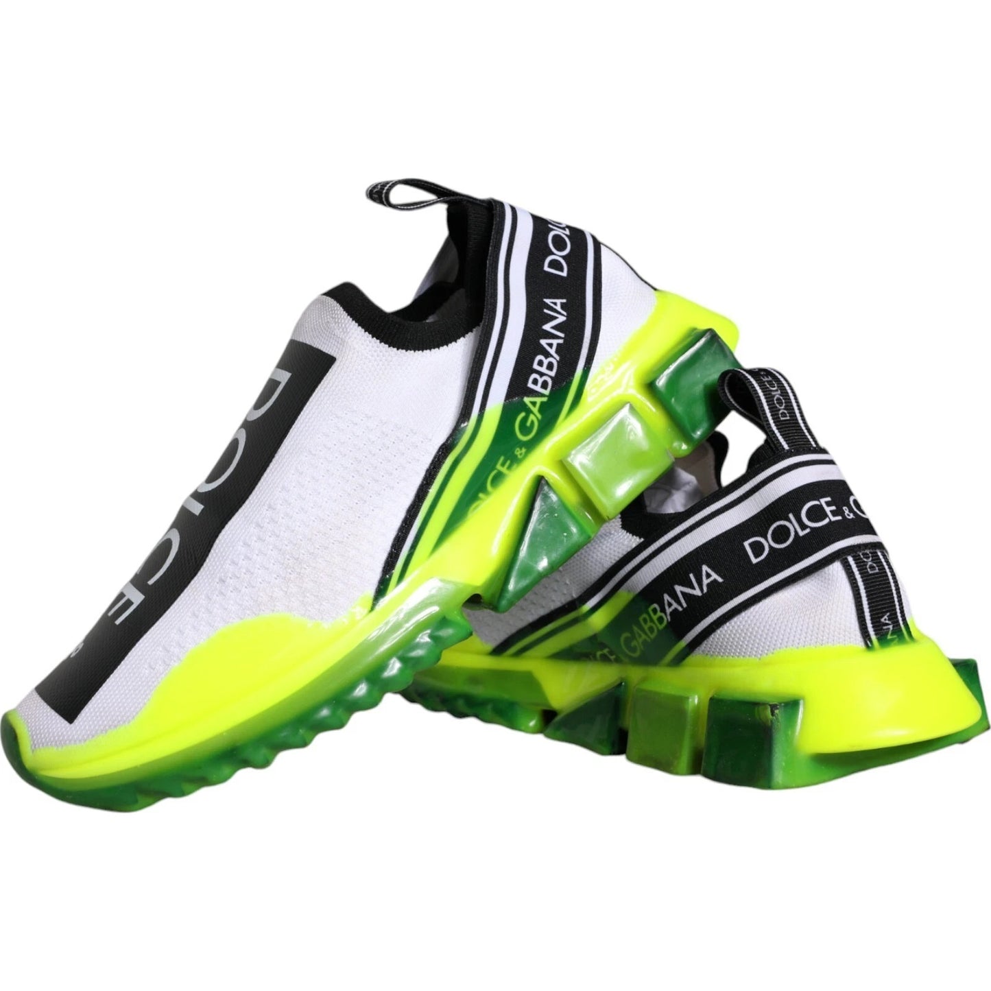 Dolce & Gabbana Weiß Gelb Slip On Sorrento Turnschuhe Schuhe