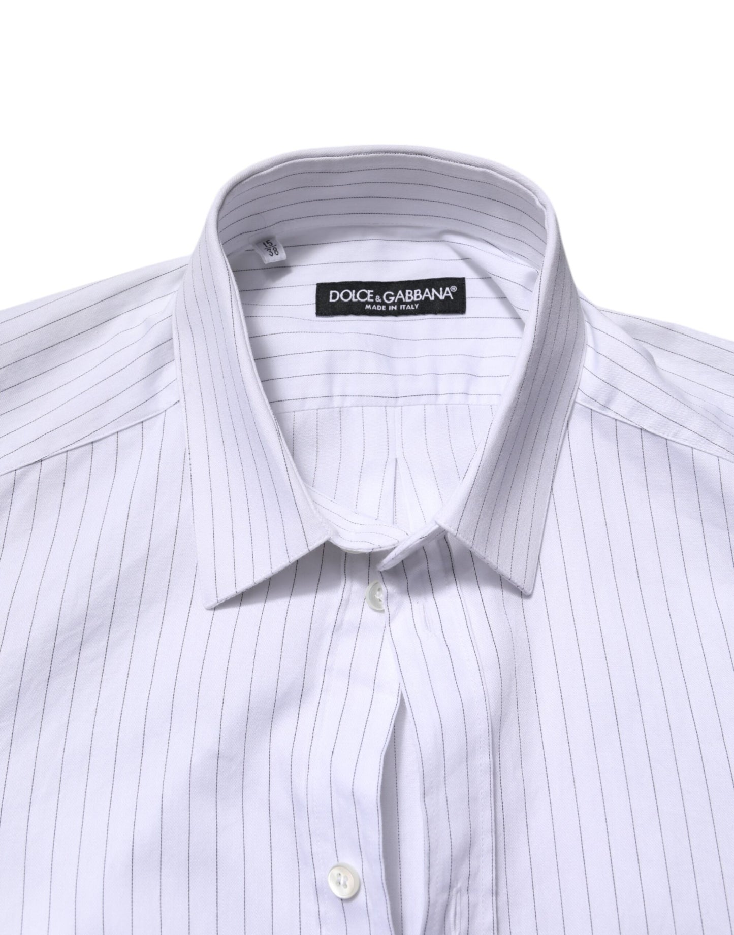 Dolce & Gabbana Weiß gestreiftes Baumwollhemd mit langen Ärmeln