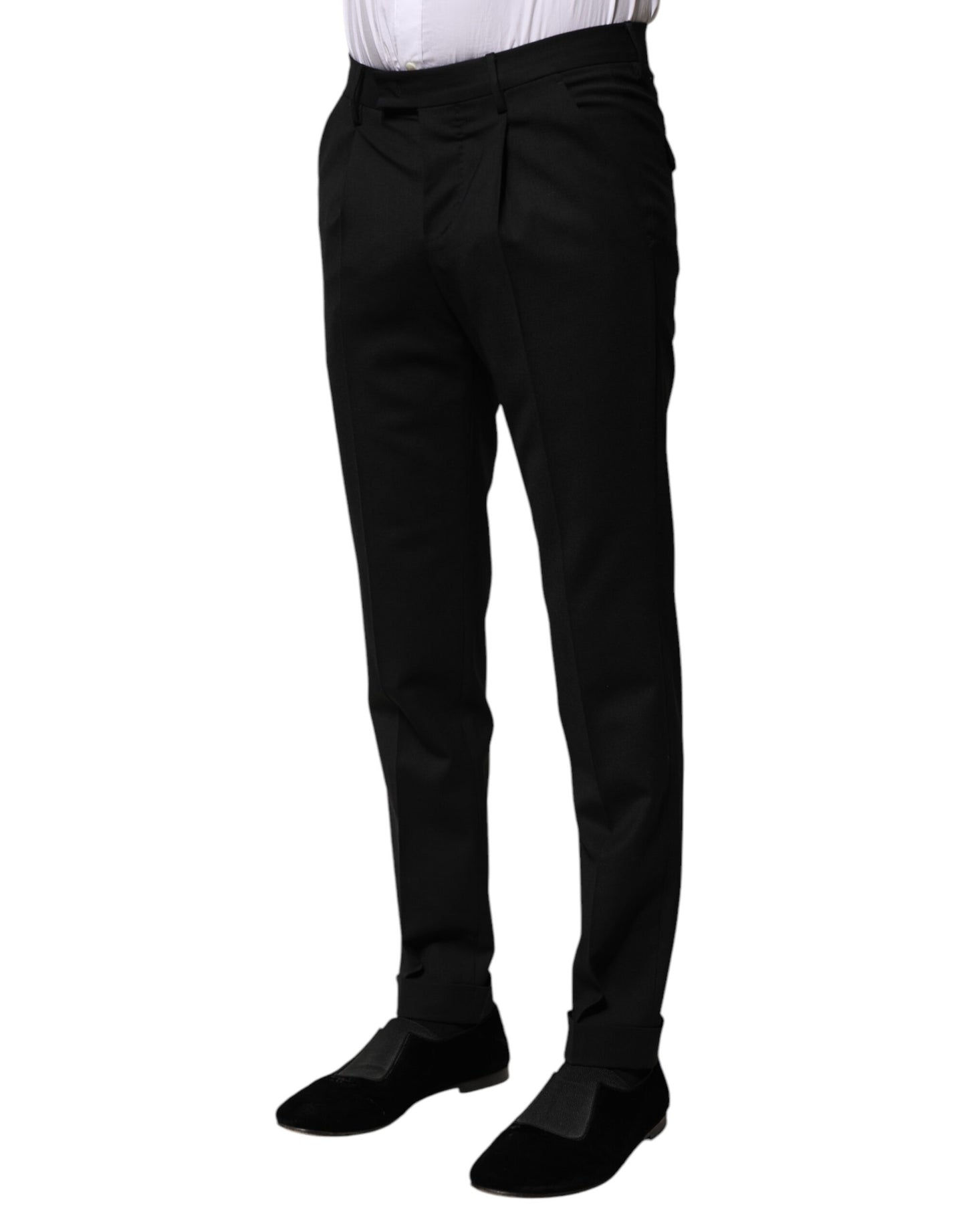 PT Torino Schwarze Solid Formal Tapered Herren Anzughose