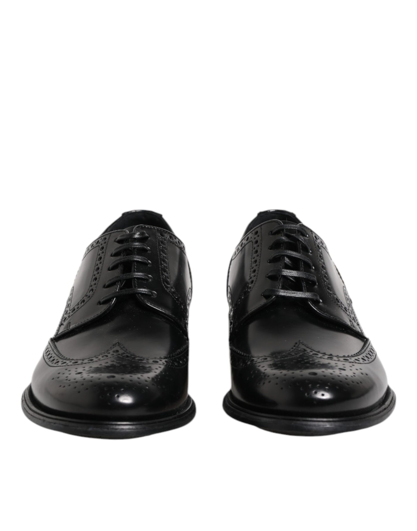 Dolce & Gabbana Schwarzes Leder Derby Wingtip Formelle Schuhe