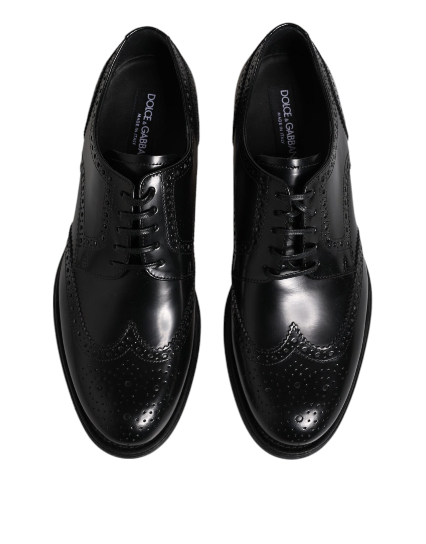 Dolce & Gabbana Schwarzes Leder Derby Wingtip Formelle Schuhe