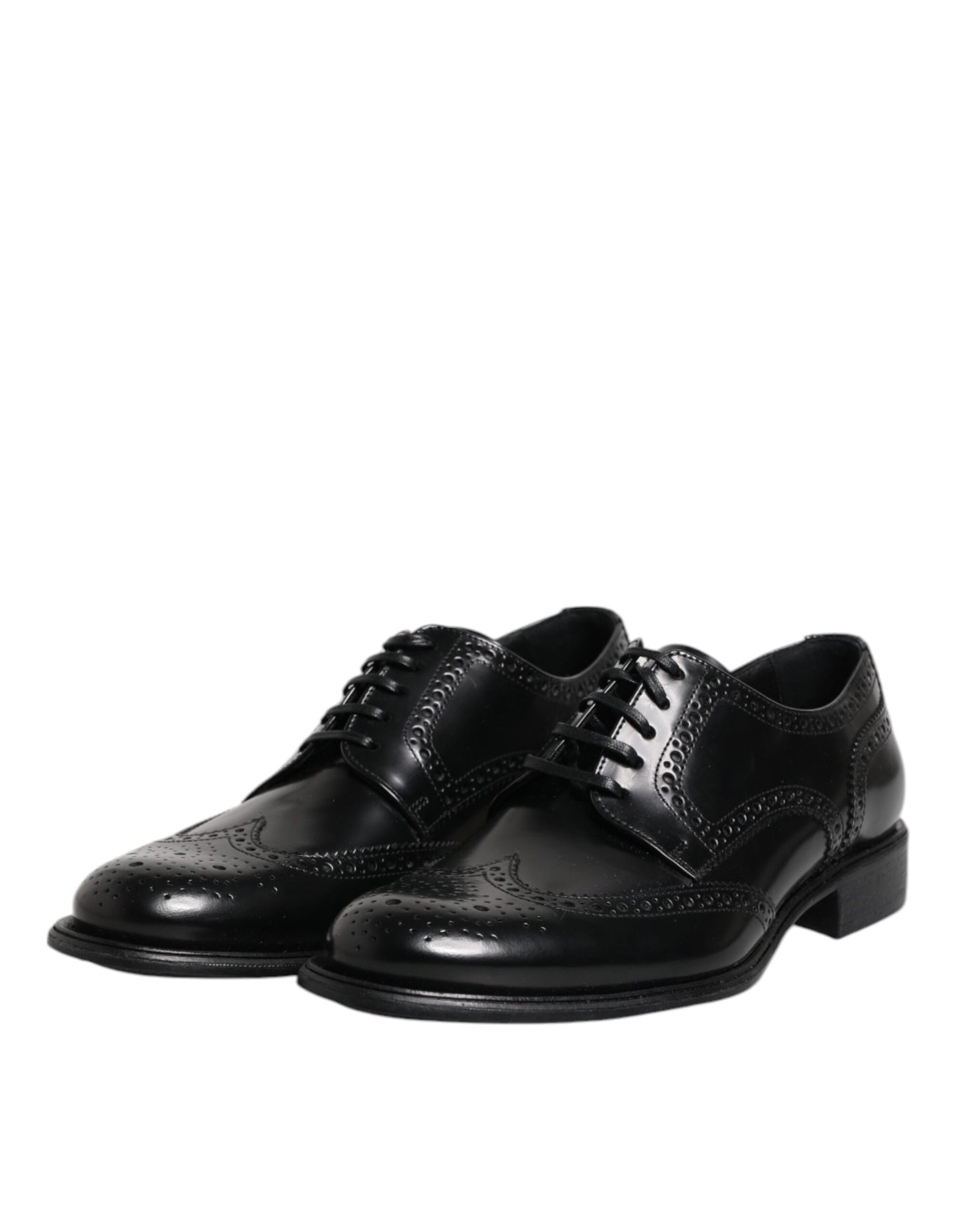 Dolce & Gabbana Schwarzes Leder Derby Wingtip Formelle Schuhe