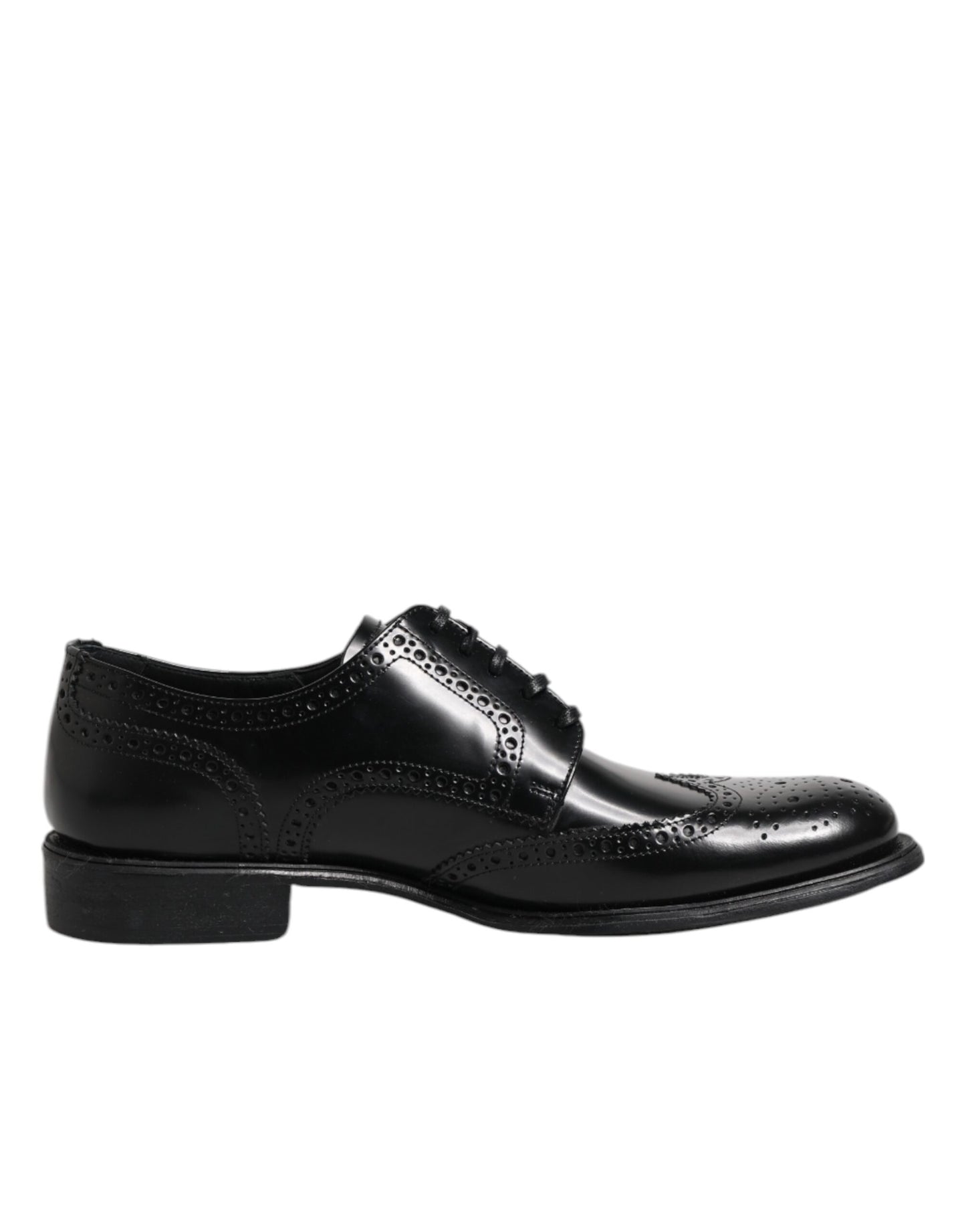 Dolce & Gabbana Schwarzes Leder Derby Wingtip Formelle Schuhe