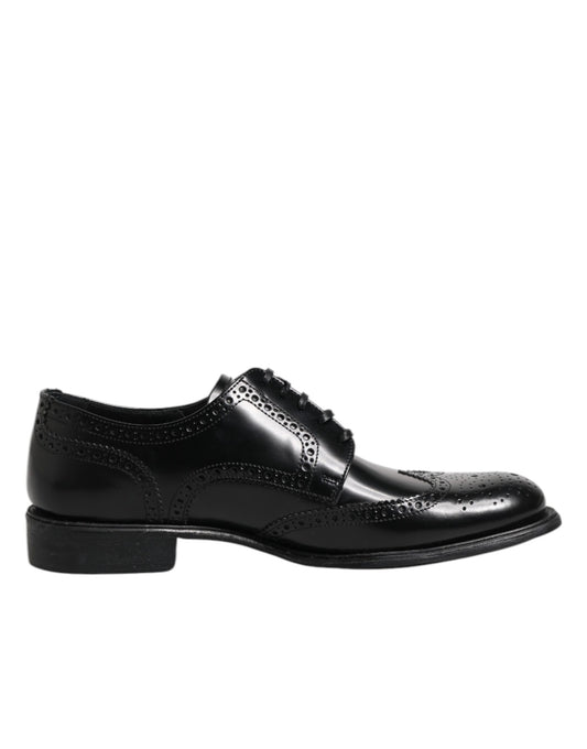 Dolce & Gabbana Schwarzes Leder Derby Wingtip Formelle Schuhe