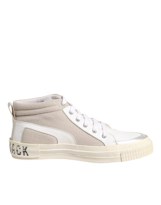 HIDE & JACK Weiß Beige Lace Up Mid Top Casual Turnschuhe Schuhe