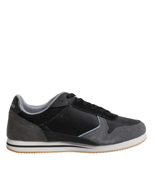 Trussardi Schwarz Gray Lace Up Low Top Casual Turnschuhe Schuhe