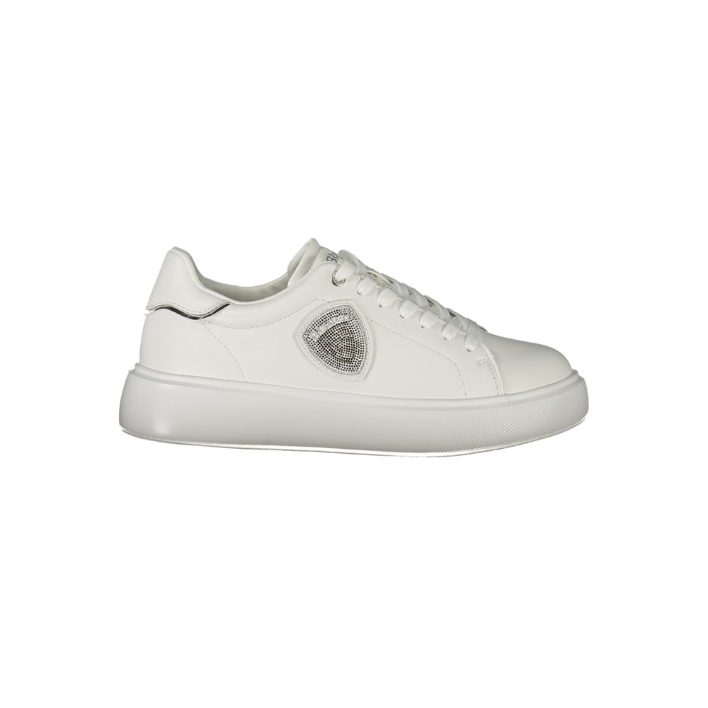 Blauer Weißes Leder Damen Sneaker