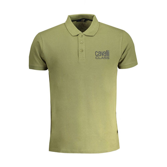 Cavalli Class Grünes Baumwoll-Poloshirt