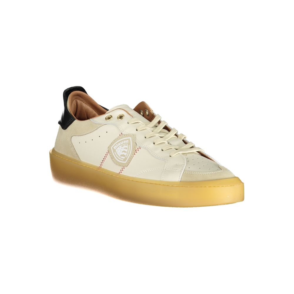 Blauer Weißes Leder Herren Sneaker