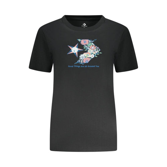 Converse Schwarzes Baumwoll-T-Shirt für Frauen
