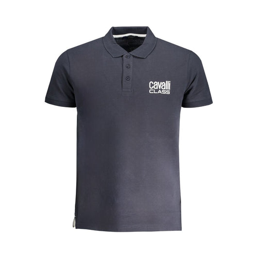 Cavalli Class Blaues Baumwoll-Poloshirt