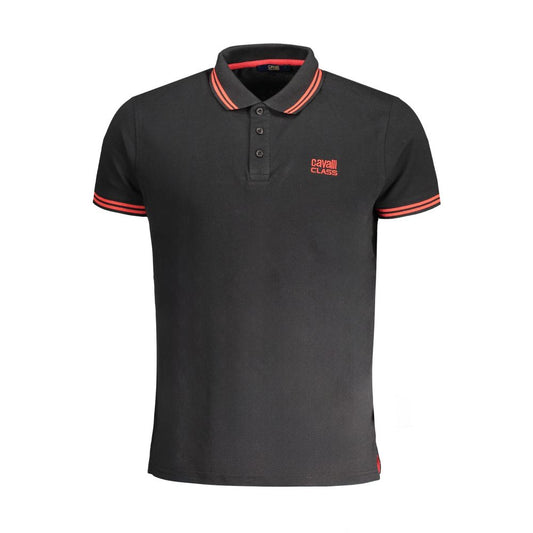 Cavalli Class Schwarzes Baumwoll-Poloshirt